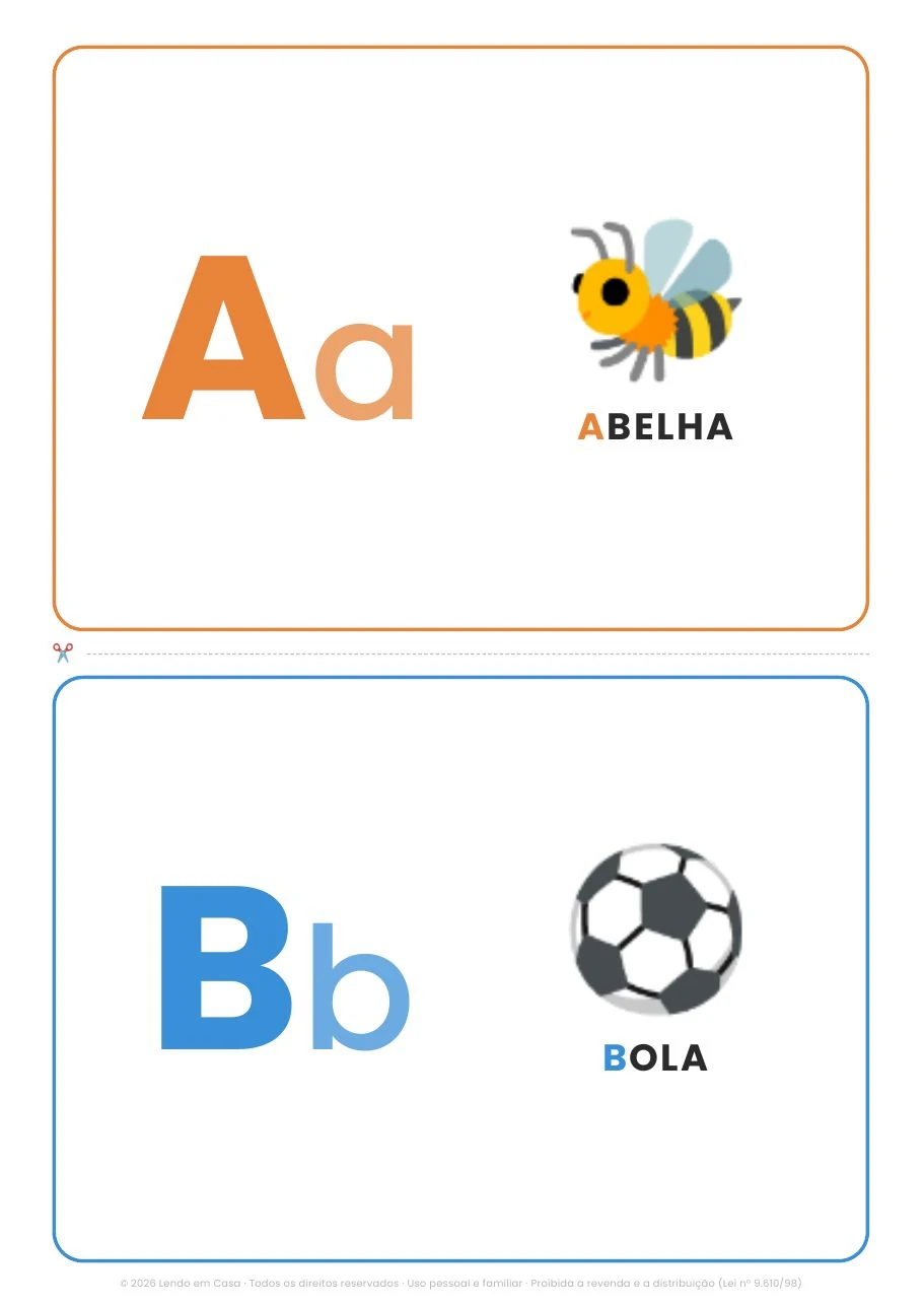 Página de amostra do bônus Alfabeto ilustrado de parede
